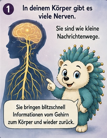 Vagusnerv

1 in deinem Körper gibt es viele Nerven.
Sie sind Wie kleine Nachrichtenwege. Sie bringen blitzschnell Informationen vom Gehirn zum Körper und wieder zurück.