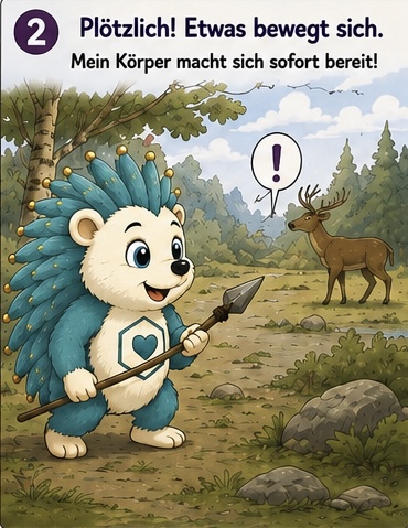 2. Plötzlich! Etwas bewegt sich.
Mein Körper macht sich sofort bereit!
