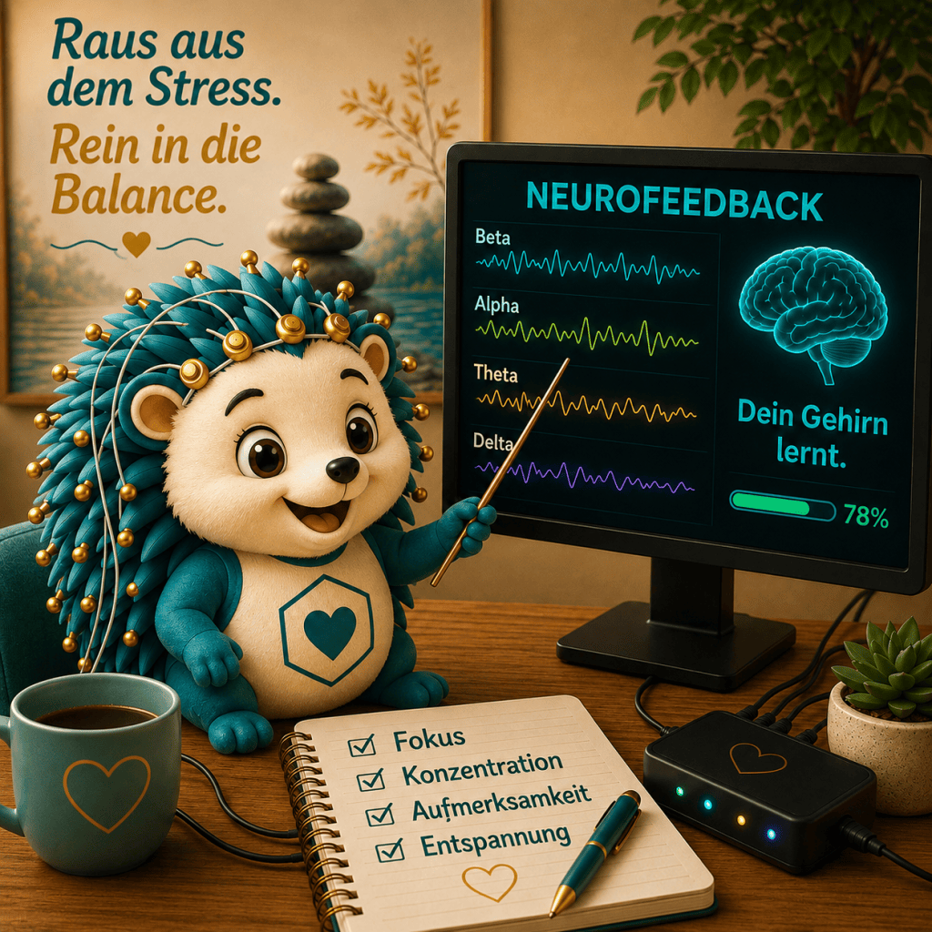 Neurofeedback stellt Beta, Alpha,Theta, Delta und weitere Gehirn Wellen dar.
Focus, Konzentration, Aufmerksamkeit, Entspannung.