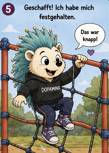 5. Geschafft! Ich habe mich festgehalten.
Das war knapp!