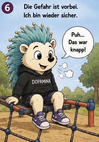 6. Die Gefahr ist vorbei.
Ich bin wieder sicher.
Puh… Das war knapp!