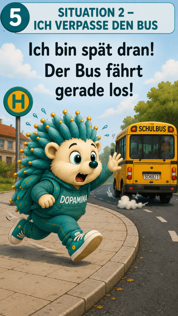 5 Situation 2 - Ich verpasse den Bus 
Ich bin spät dran!
Der Bus fährt gerade los!
