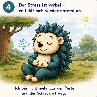Der Stress ist vorbei - er fühlt sich wieder normal an.
Ich bin nicht mehr aus der Puste und der Schreck ist weg.